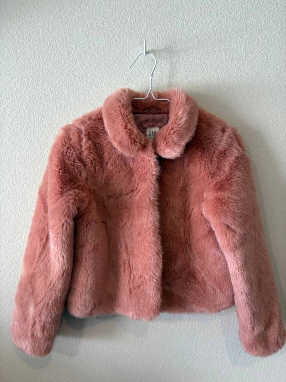 Fuzzy faux fur blush pink jacket
